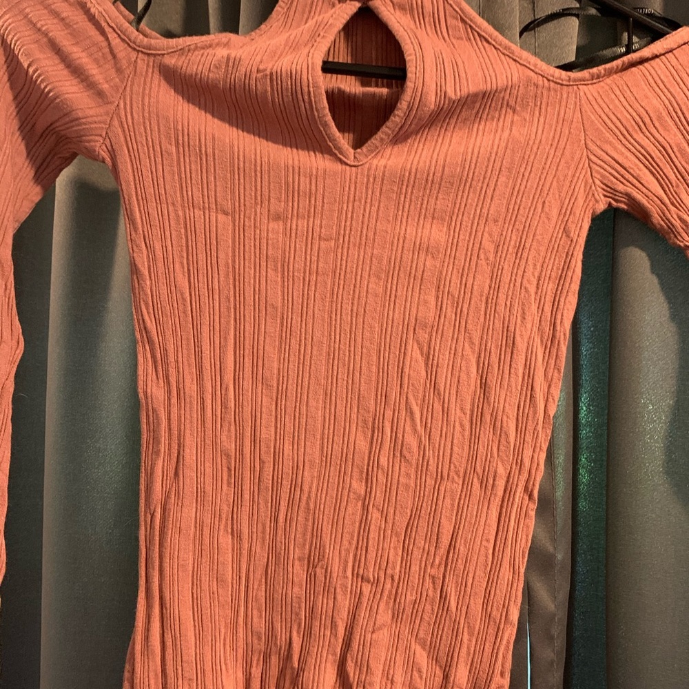 Shoulder Cut Out Long Sleeve Forever 21 Shirt